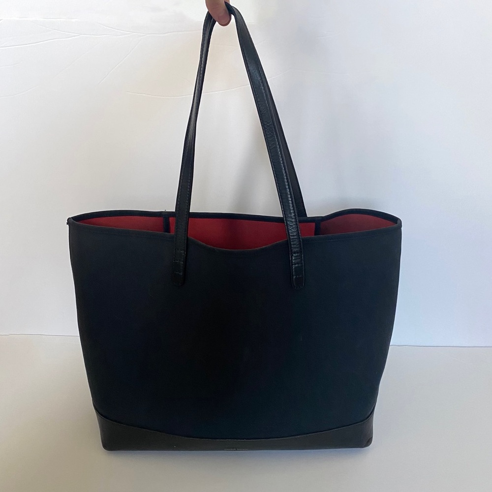 Mansur Gavriel Black Canvas and Leather Large Tote Bag